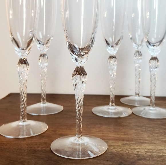 Vintage Lenox "Madison" Crystal Champagne Flutes With Platinum Trim - Set of Six - Picture 2 of 7